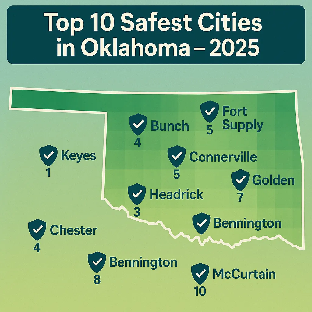 Top Safest Cities in Oklahoma with Crime Rates